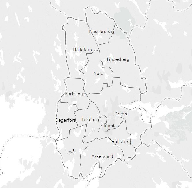 Figur.: Område som täcks in av denna resevaneundersökning.3 Utskick Utskicket genomfördes i form av ett första utskick till samtliga personer, jämt fördelat över 4 specificerade resdagar, dvs.