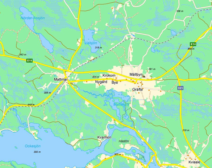 Karta Ur allmänt kartmaterial, Lantmäteriverket.