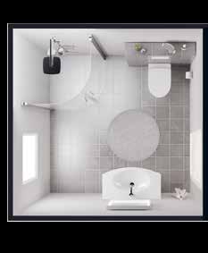 RAKA DÖRRAR Raka dörrar tar jämfört med bockade mindre plats i det infällda läget när duschen inte