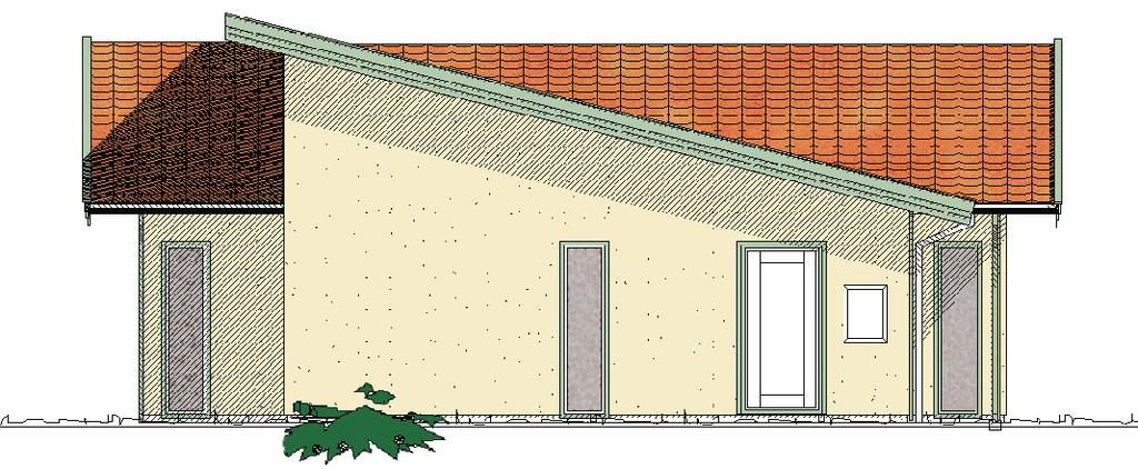 Yttertak: Taklutning enligt ritning För 1-planshus och 2-planshus Ytbehandlade betongtakpannor, 25x38 mm strö- och tegelläkt, underlagspapp, 17 mm råspont, fackverkstakstol