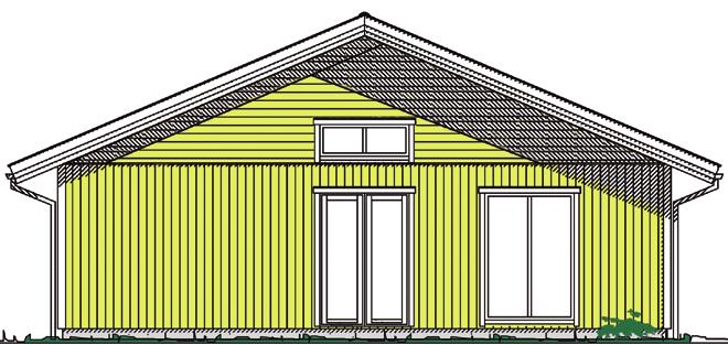 För 1½-planshus med inredd övervåning Ytbehandlade betongtakpannor, 25x38 mm strö- och tegelläkt, underlagspapp, 17 mm råspont, ramverkstakstol, luftspalt, 230 mm