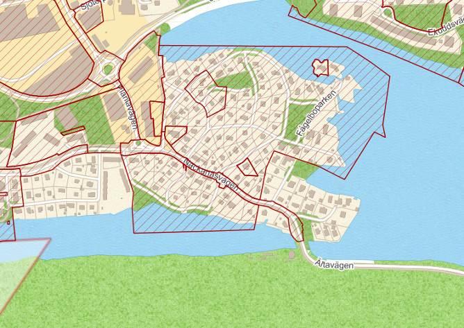 2016-03-09 5 Karta över angränsande gällande detaljplaner, pilen indikerar värderingsobjektets ungefärliga placering, källa Nacka kommun 2.