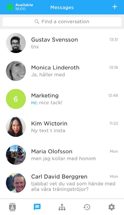 Chatta från mobilappen, webbappen eller softphonen.