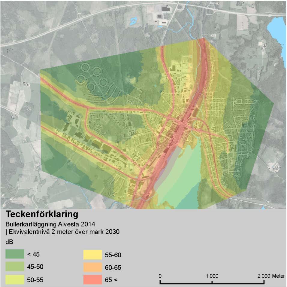 Fördjupad översiktsplan för Alvesta tätort Samrådshandling Miljö, hälsa och säkerhet Buller Trafikbuller Alvesta tätort är en järnvägsknut med både Södra stambanan och Kust- till- kustbanan som går