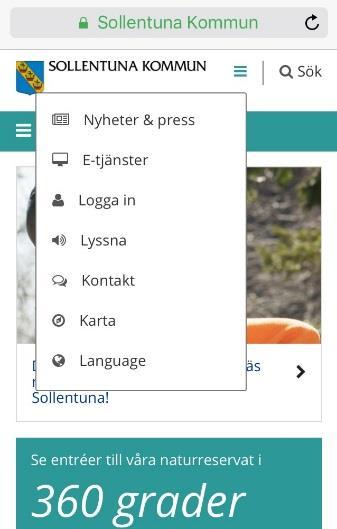 hemsida i mobilen i skolplattformen/infomentor: Där går du också in via www.