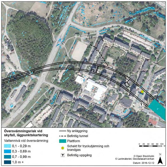 Tunnelbanans projektering av biljetthallar, entréer och servicetunnlar anpassas mot kommunens planerade marknivåer.