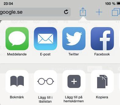 Övning 6 Komma ut på nätet Internet Tryck på appen Safari, ipadens webbläsare, den du når Internet ifrån.
