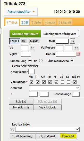 Man kan även välja översiktsbilden från tidboken.
