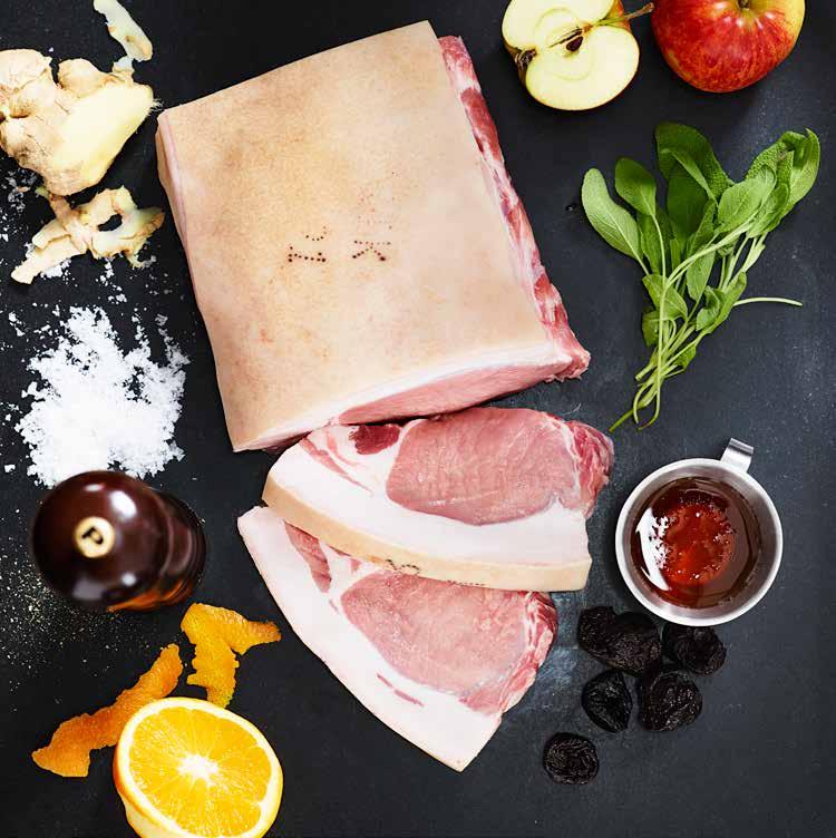 Kryddor och tillbehör Förutom salt och peppar är det ljusa grisköttet tacksamt att kombinera med syrliga och fruktiga smaksättare som till exempel äpple, apelsin, lök, ingefära och katrinplommon