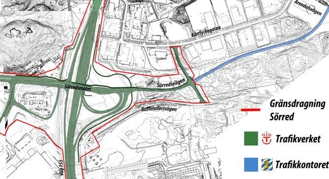 kollektivtrafik. Trafikplatser byggs ut vid Vädermotet, Ytterhamnsmotet (tidigare Oljevägsmotet) och Sörredsmotet. Sörredsmotet byggs ut med planskilda passager för Volvospåret och för GC-vägar.