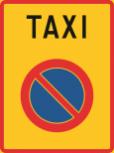 41 C41 Zon för taxistation Märket förbjuder parkering av andra fordon än taxibilar på den sida av vägen där märket är uppsatt. Märket gäller fram till märke E8.