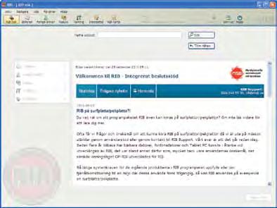 6 RIB SÖK RIB Sök Denna startsida gör det möjligt att söka i hela RIBprogrampaket efter ett eller flera sökord.