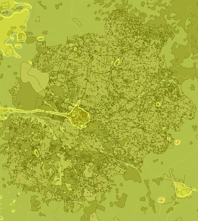 Beräknade halter (årsmedelvärde) av partiklar (PM 10 ) ligger på 13-14 g/m 3 i Sjöbo tätort (urban bakgrund) och 13 g/m 3 på landsbygden.