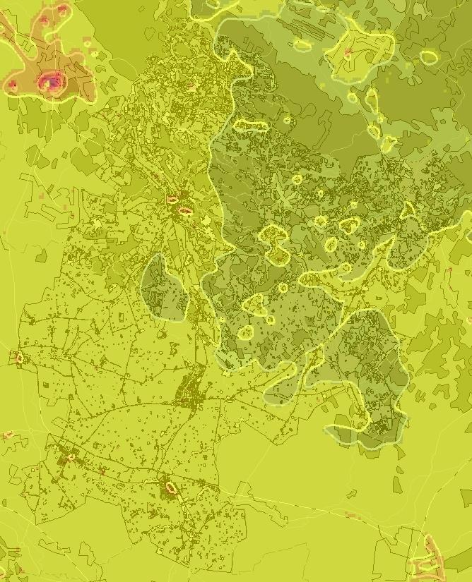Beräknade halter (årsmedelvärde) av partiklar (PM 10 ) ligger på 13-14 g/m 3 i Svalövs tätort (urban bakgrund) och 13 g/m 3 på landsbygden.