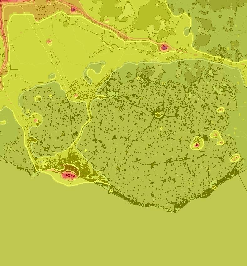 Beräknade halter (årsmedelvärde) av partiklar (PM 10 ) ligger på 14-16 g/m 3 i Trelleborgs tätort (urban bakgrund) och 13 g/m 3 på landsbygden. Närmast hamnen ökar halterna med 1-2 µg/m 3.