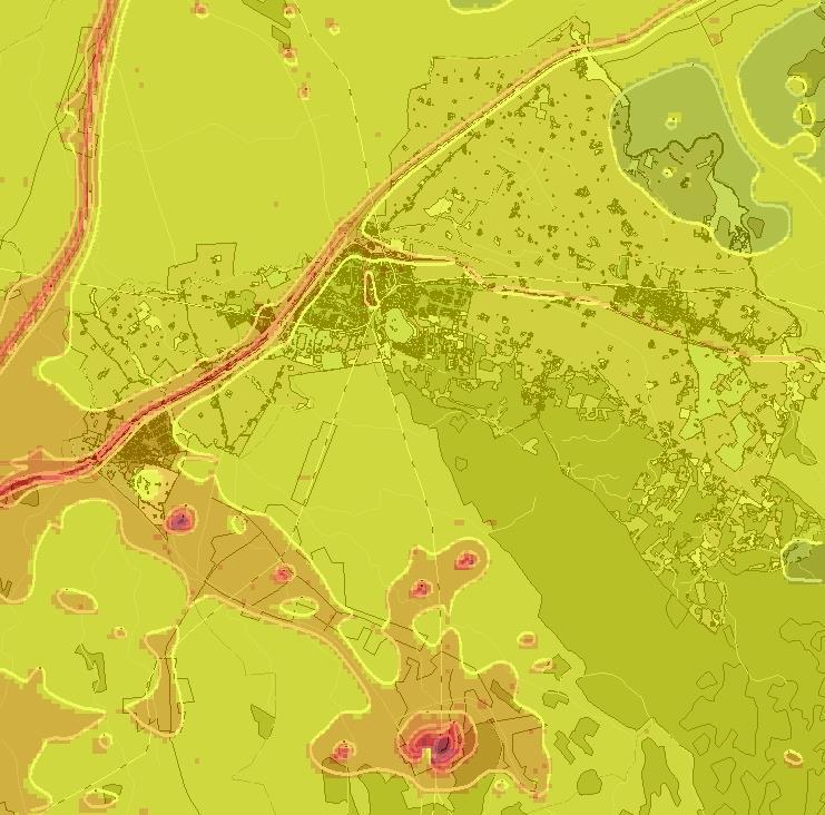 Beräknade halter (årsmedelvärde) av partiklar (PM 10 ) ligger på 14-15 g/m 3 i Åstorps tätort (urban bakgrund) och 13 g/m 3 på landsbygden.