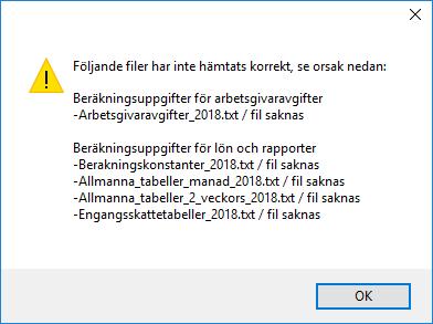 Automatisk uppdatering när filer med beräkningsuppgifter inte finns tillgängliga Skulle det vara så att det ännu inte finns några filer med beräkningsuppgifter tillgängliga när du gör rutinen Nytt