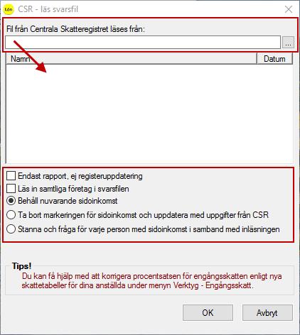 VÄLJ ATT ARBETA I INNEVARANDE ÅR - DATABASEN FÖR INKOMSTÅR 2018 10.