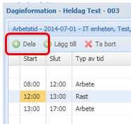 Mer/övertid under din schemalagda rast Om du har rast och måste hoppa in och jobba, behöver du göra på ett speciellt sätt i din tidsrapportering.