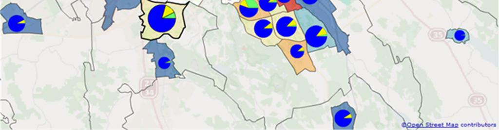 I Vasastaden, Ekängen, Ramshäll, Innerstaden och Skäggetorp är det en hög andel barn födda i andra kommuner.