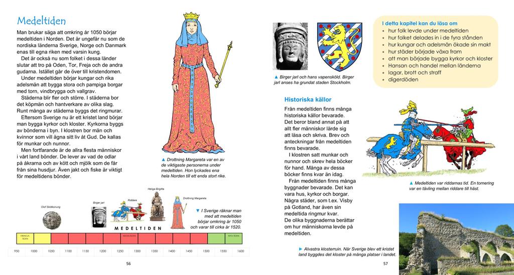 METOD Varje kapitel i Boken om Sveriges historia börjar med en överskådlig beskrivning av den tidsperiod som eleverna just ska till att börja studera.