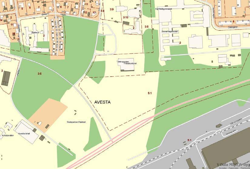 Avesta kommun sammanträdesprotokoll Sida 50 150 (forts) Utredaren vid bildningsförvaltningens yttrande Område och fastighetsägare Avesta kommun äger fastigheten som Metropoolen står på.