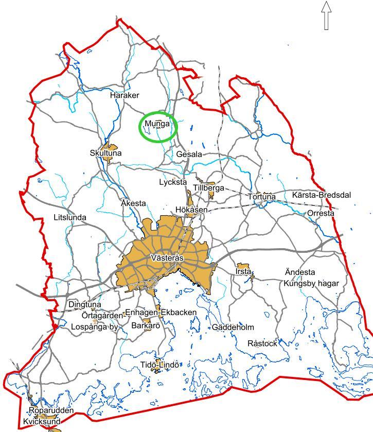 Munga - omvandlingsområde med 279 fastigheter varav ca 42% är permanentbostäder.