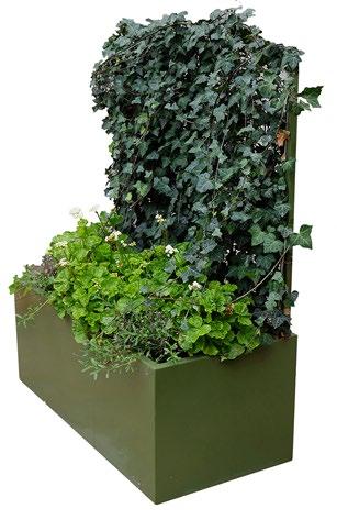 Green City Planter Screen A. Kombinera med växtskärm Grön spalje med murgröna Green City Planter Screen är en serie planteringskärl som ger en snygg avskärmning med: A.