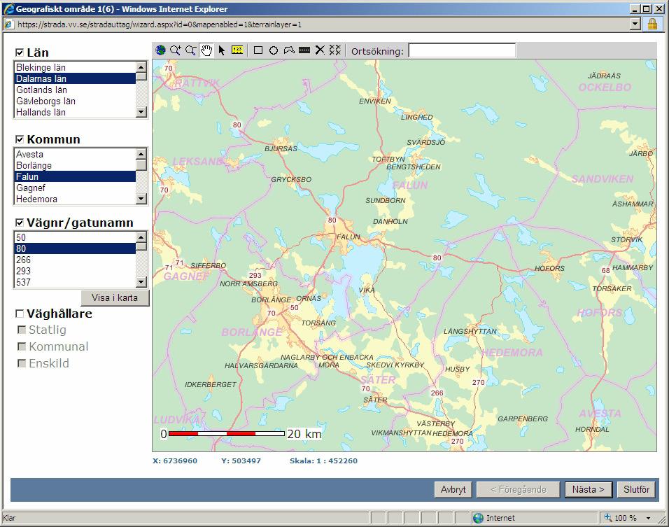 5.3 Urvalshanterare Geografiskt område Bild 12. Urvalsdialog Geografiskt område.