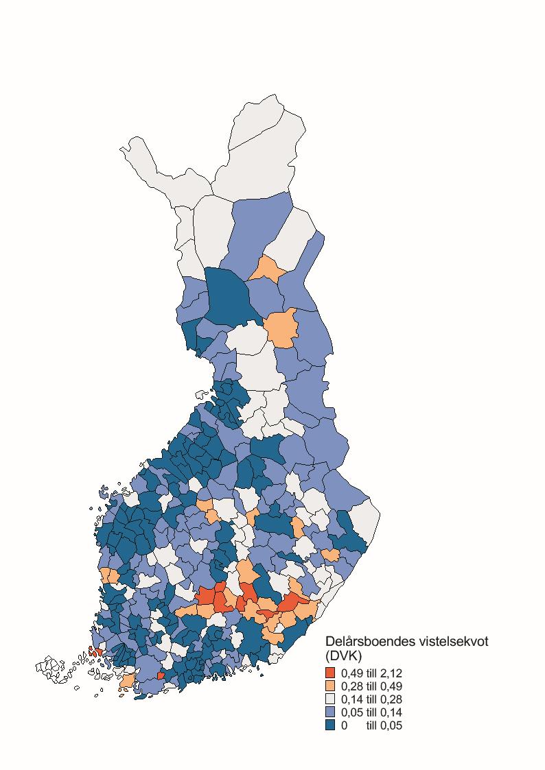 Figur 11: Delårsboendes vistelsekvot, Finland Data för Sverige och Finland är inte jämförbara då de grundar sig på olika antaganden.