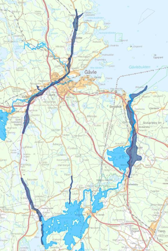 Prioriterade vattenresurser i regionen med god kapacitet Gävle Gävle-Valboåsen Uppsalaåsen