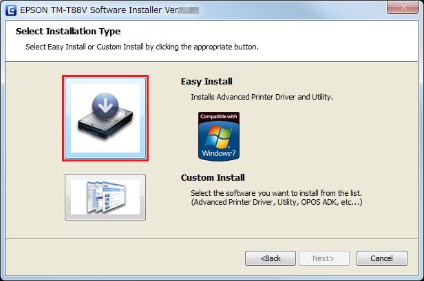 Installation Om TM-T88V Software Installer inte läses in automatiskt ska du dubbelklicka på ikonen TMInstallNavi.exe i TM-T88V Software & Documents Disc.
