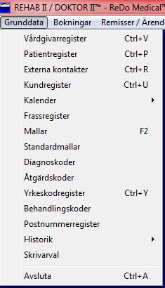 Även här är en bokstav understruken i varje menyalternativ, vilket innebär att du kan använda dig av den understrukna bokstaven för att göra ditt rutinval.