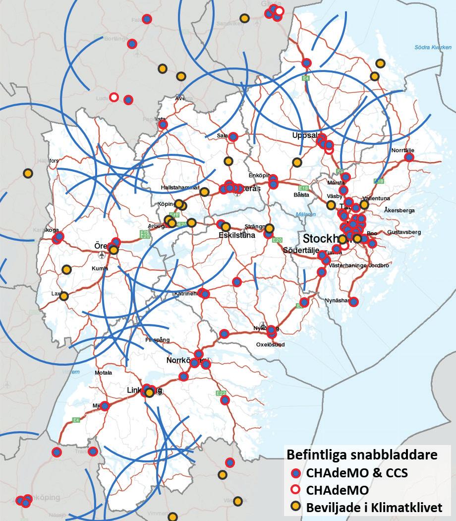 Utbyggnadsplaner i Östra Mellansverige De större laddaktörerna i Sverige är Fortum, Clever, Vattenfall och E.ON.