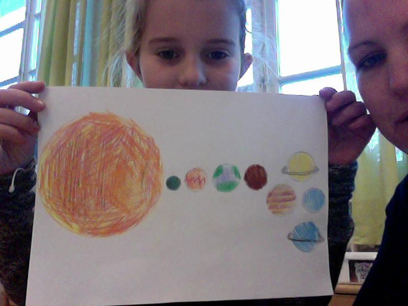 Vårt solsystem SOLEN Solen är i mitten av alla planeterna. det finns också 8 planeter i vårt solsystem. och 8 planeter snurrar runt solen.