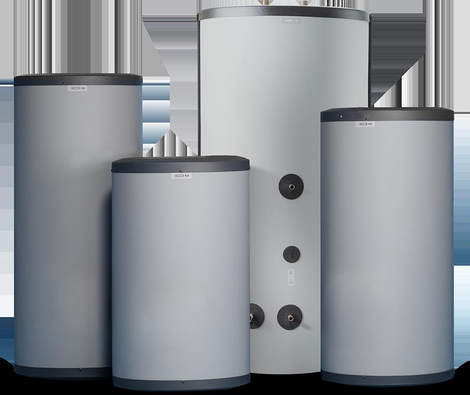 NIBE PUB2 160-500 Ackumulatortank/varmvattenberedare 2 Ackumulatortank/varmvattenberedare för indirekt uppvärmning med laddslinga av koppar.