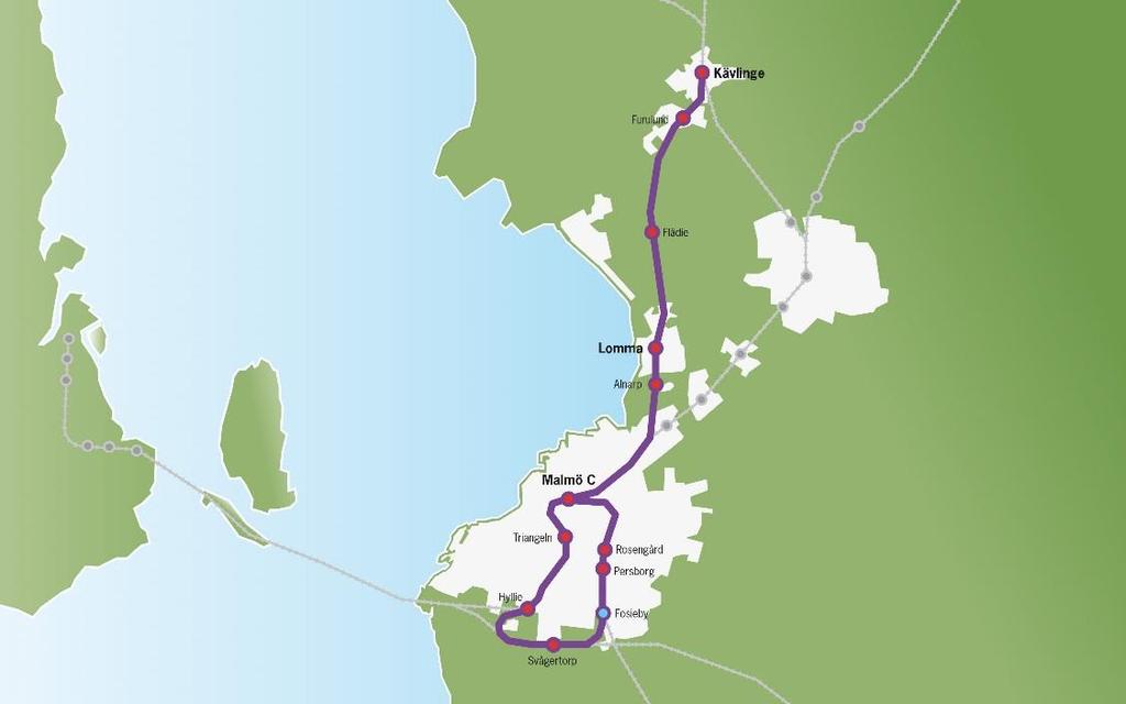 11 (44) Tågtrafikens utveckling år 2035 2039 Avgångar med Pågatåg utökas till 6 minuters trafik i rusningstid Behov av ny infrastruktur till senast år 2035 Planskild järnvägskorsning vid Malmö C.