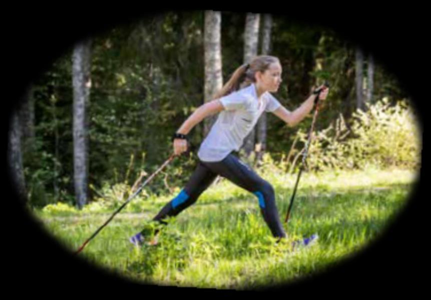 Gående skidgång Tajming stav mot fot (ej passgång) Tidigt tryck från foten under höften Dra igenom