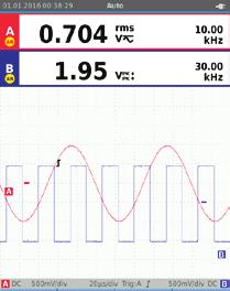 Digitalt oscilloskop med dubbla ingångar och multimeter 40 MHz eller 20 MHz bandbredd för oscilloskop Två 5 000-stegs digitala multimetrar för sant effektivvärde Vågform med dubbla ingångar och
