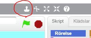 -block (från Känna av ). Klicka på den lilla pilen och byt till vänsterpil. b. Lägg till ett Peka i _ riktning -block (från Rörelse ) och byt till -90 grader, vilket betyder vänster i Scratch. c.