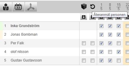 Den funktionen är beroende av att deltagarna markerats för återanmälan i listan. Kontakta ditt kontor och kontrollera hur ni ska göra. 11.