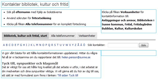 Redigera kontaktsidor Sida 6 av 8 Redigera en lokal kontaktsök sida utgångspunkten för all personalinformation Förutom den stora kontaktsök sidan som ligger under Kontakta oss där alla personliga