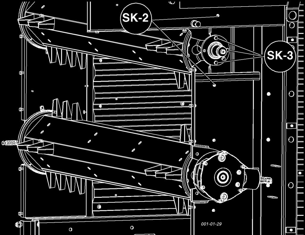 skruvar (K-3) vid flänslagret - två skruvar (K-2) vid skyddsringen 5.