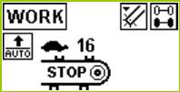 Power Control - TYRNING Idrifttagande av POWER Control Tillkoppla manöverdelen genom - ett kort tryck på tangenten I/O Manöverdelen startar med WORK-indikeringen WORK-meny lastningsfunktioner 1.