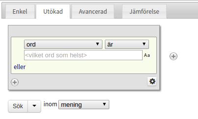 Utökad sökning Till höger om varje textfält finns det en liten symbol: Aa. Genom att klicka på den kan man stänga av eller sätta på skiftlägesberoende för just det fältet.