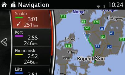VÄLJA EN RUTT 1. Tryck på NAV på Commander eller på pekskärmen. 2. Öppna den nedre menyn och välj Ny destination. 3. Välj Sök adress. 4. Välj Ort för att ange en ort eller ett postnummer.