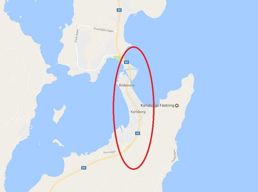 Del av stråk 5, väg 49 genom Karlsborg Kartbild Bristbeskrivning Detta är en del av stråk 5. Skaraborgs kommunalförbund har bl.a. utifrån ett tillväxtperspektiv valt att prioritera sju delar av stråk 5 som bl.