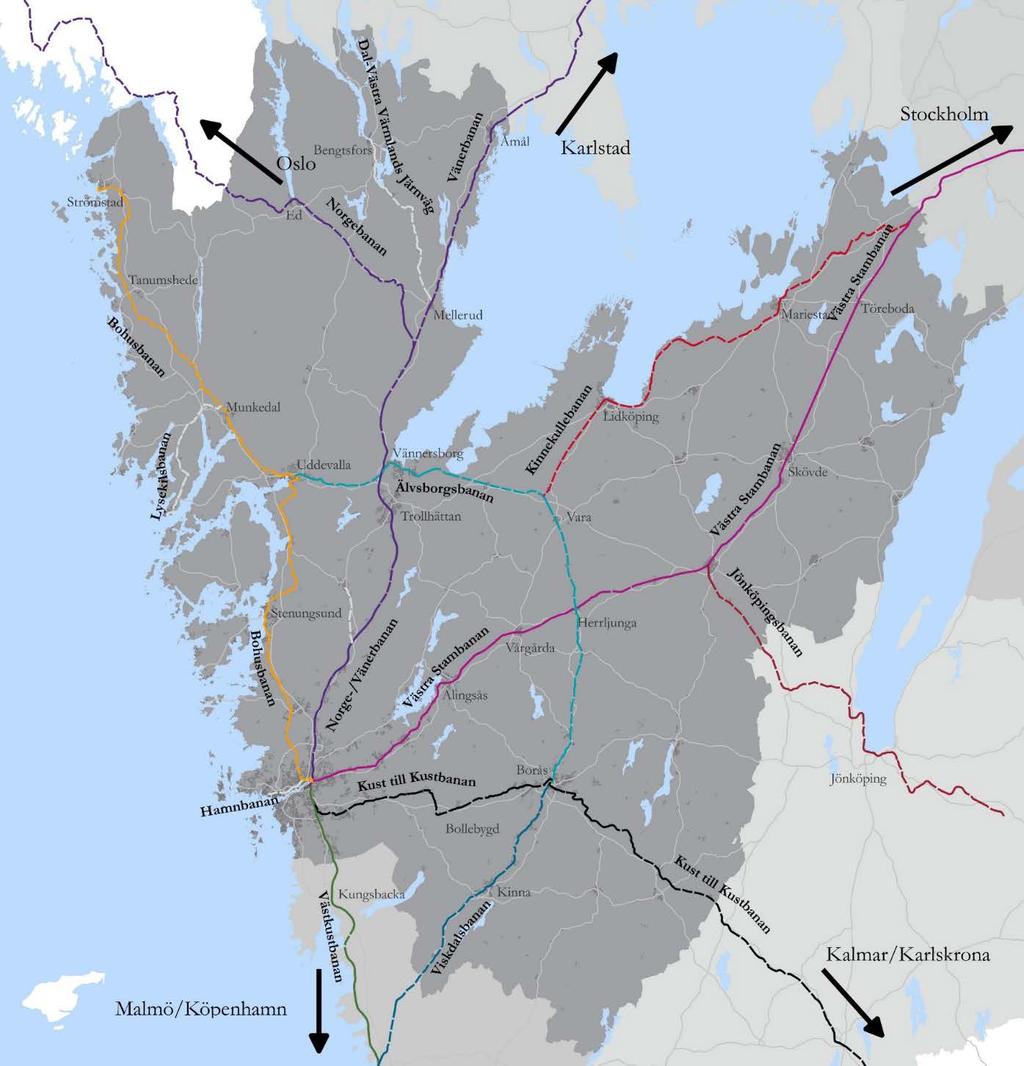 Bilaga 1 Kartor Karta över järnvägar i Västra