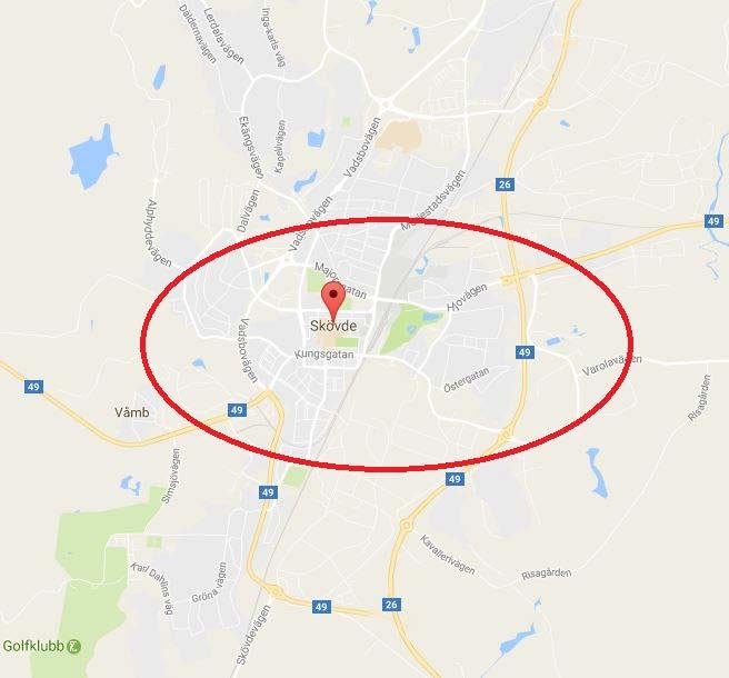 Del av stråk 5, väg 49 Förbi/genom Skövde Kartbild Bristbeskrivning Detta är en del av stråk 5. Skaraborgs kommunalförbund har bl.a. utifrån ett tillväxtperspektiv valt att prioritera sju delar av stråk 5 som bl.