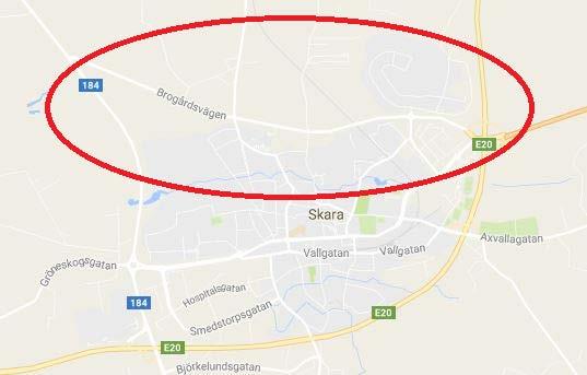 Del av stråk 5, väg 2616 (Brogårdsvägen) Mellan Väg 184 och väg 49 Kartbild Bristbeskrivning Detta är en del av stråk 5. Skaraborgs kommunalförbund har bl.a. utifrån ett tillväxtperspektiv valt att prioritera sju delar av stråk 5 som bl.
